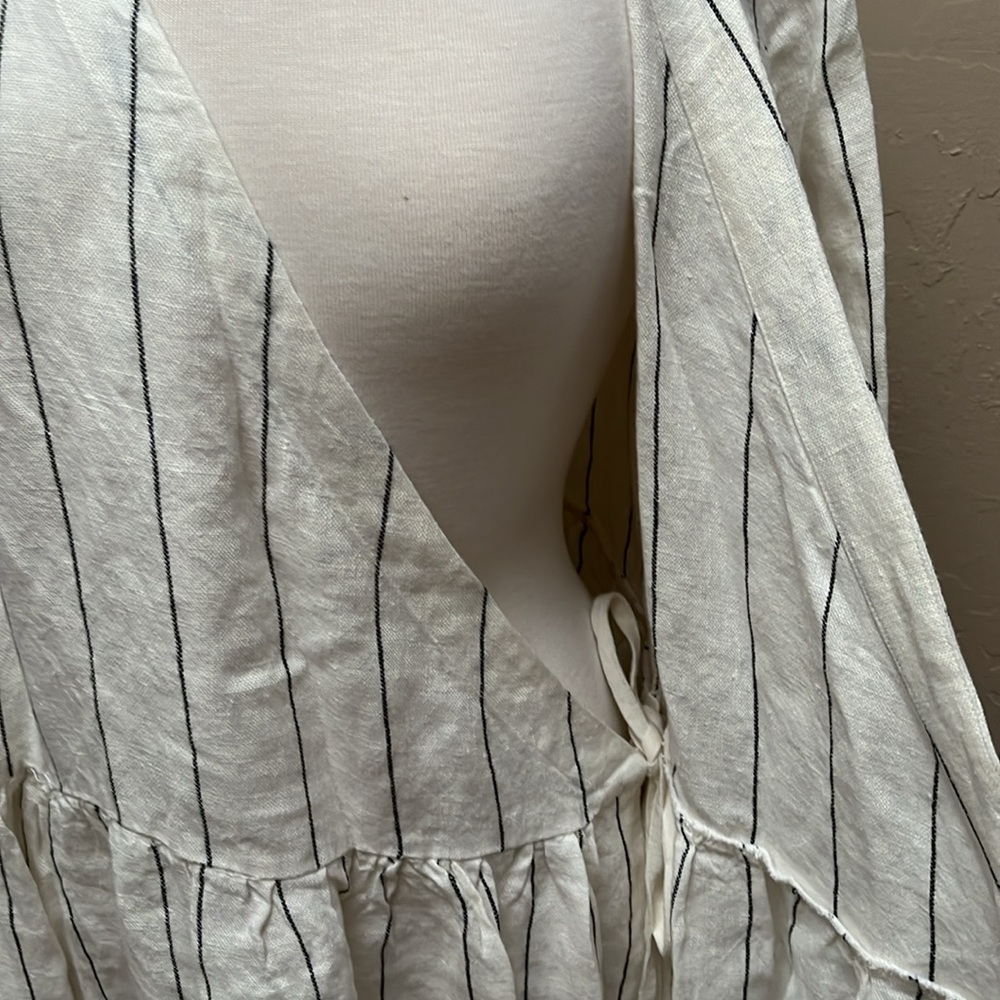 Sondeflor Son de Flor Linen Wrap Dress in Sonata Stripe, L - Picture 11 of 16